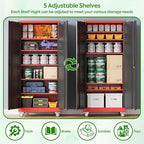Aobabo Metal Garage Storage Cabinets with Wheels,Steel Cabinets with 5 Adjustable Shelves for Garage Home Office Storage, Red-Black,Assembly Required - Image 6