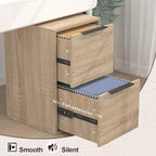 2 Drawer File Cabinet, Wood Filing Cabinet for Letter Size Filings, Under Desk Small Filing Cabinets for Home Office, Oak - Image 4
