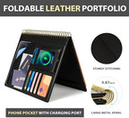 Ospelelf Clipboard with Storage for Men Women, Leather Padfolio Portfolio Organizer 5 Folders with 10 Pockets, Spiral Clipboard Folio with Notepad for Letter Size, Elastic Closure and Pen Loop Black - Image 5