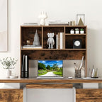 GOFLAME 4 Cubes Desktop Bookshelf, 37” Tabletop Wood Desk Shelf for Computer Monitor, Modern Countertop Desk Display Hutch Storage Organizer Shelf for Home Office, Dorm, Study, Rustic Brown - Image 7