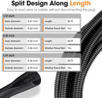 Wire Loom 1/4", 1/2", 3/8 Inch x 50 FT, Split Wire Loom Tubing Wire Conduit, Cable Sleeves Bulk Flexible Electrical Conduit Protective kit - Image 3