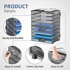 9-Tier Paper Organizer for Desk, Letter Tray with Handles, Black, 2 Pack - Image 4