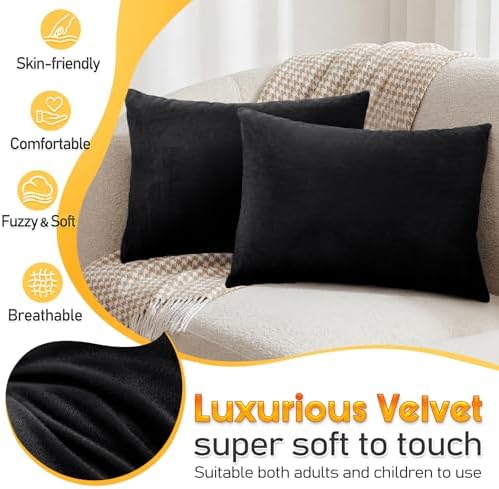 1 MIDDLE ONE 2 Pack Small Pillow, 16 X 12 Inches, Memory Foam Mini Pillow for Travel, Camping, Sleeping, Nap and Neck, Knee, Lumbar Support, Tiny Cushion for Pet, Dogs (Black) - Image 4