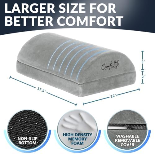 ComfiLife Foot Rest for Under Desk at Work – Adjustable Height Memory Foam Foot Stool for Under Desk, Office Chair & Gaming Chair – Ergonomic Footrest for Back & Hip Pain Relief (Gray) - Image 5
