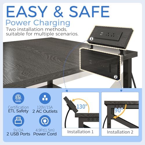 METYERRY 23.6"x23.6" Large Printer Stand with Power Outlet, 3 Tier Cart - Image 4