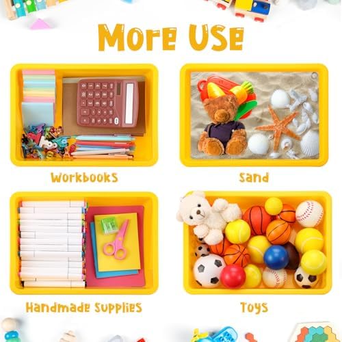 Sintuff 24 Pcs Classroom Paper Tray, Stackable Letter Size Bin, Yellow - Image 4