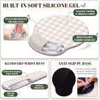 Beige Gingham Scalloped Desk Mat Set, Mouse Pad with Gel Wrist Rest,Ergonomic Keyboard Wrist Support for Women Non-Slip Desk Pad Home Office Decor - Image 5