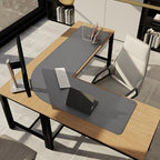 Chihein L Shaped Leather Desk Mat 53.2” x 65” x 19.7” (Gray/White) - Image 5