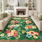 DUKINO 6x9 Area Rugs, Floral Washable Living Room Rug Non Slip, Dark Green by DUKINO