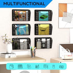 6 Single Pocket Wall File Holder, Mesh Hanging File Folder Paper Organizer, Vertical Wall Mounted Mail Basket, Storage Organization Magazine Rack for Office, Home and School, Black - Image 6