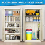 Superday 72" Lockable Steel Storage Cabinet, Locking Metal Storage Cabinets, Tall Putty Cabinet with 2 Doors and 4 Adjustable Shelves for Garage, Home Office, Classroom, Pantry, File, Easy Assemble - Image 2