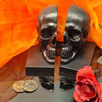 Heavy Duty Resin Skull Bookends, Gothic Shelf Desk Decor (Black) - Image 2