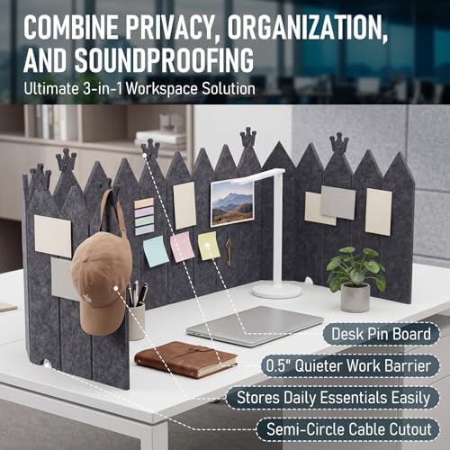 Dunzoom 86 x 16.5 Inch Foldable Felt Desk Dividers for Students Acoustic Portable Fold Classroom Table Privacy Felt Boards for Workstation Office Home Furniture Partition Dividers(Vintage) - Image 3