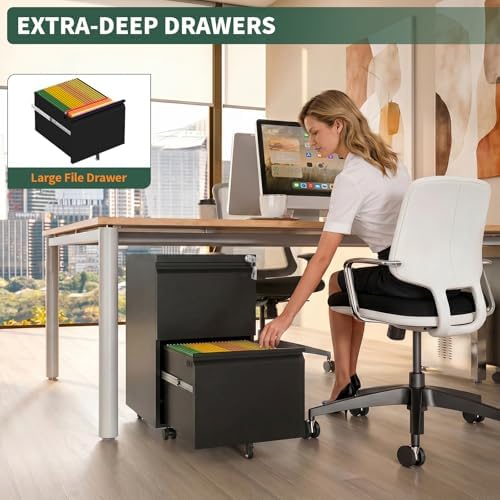 Small File Cabinet for Home Office,Metal Mobile Organizer Letters/Legal/A4 - Image 6