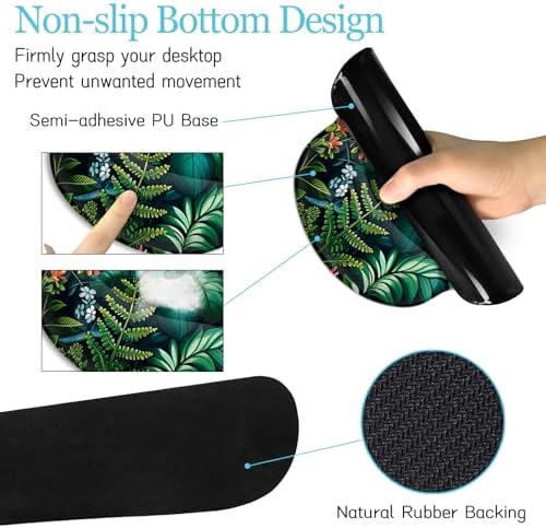 LIMKRIAN Floral Large Desk Mat Set, Green Mouse Pad with Wrist Rest - Image 5