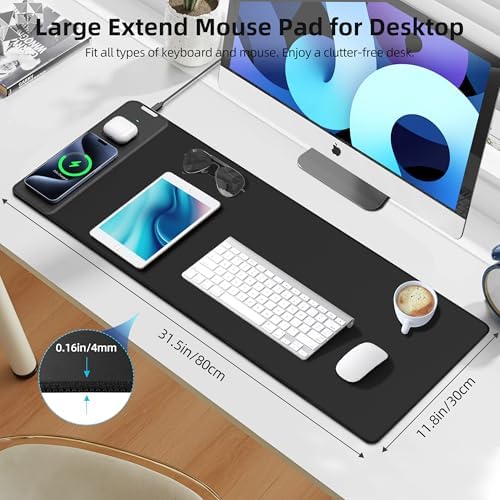 Mouse Pad with Wireless Charging, Large Desk Mat for Gaming, 31.5"x11.8" - Image 3
