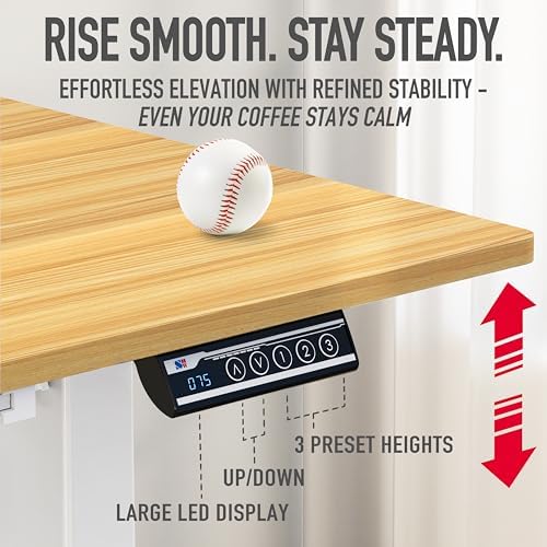 SHW 40-Inch Electric Height Adjustable Standing Desk w/Drawer, Oak - Image 7