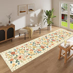 DUKINO 2.6x12 Kitchen Runner Rug, Floral Non Slip Washable Rug Beige Yellow - Image 6