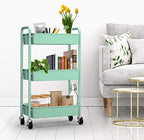 CAXXA 3-Tier Rolling Metal Storage Organizer - Mobile Utility Cart, Kitchen Cart with Caster Wheels (Aqua Green) - Image 4