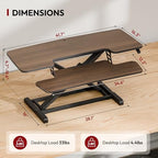 SANODESK 42" Standing Desk Converter, Large Sit-Stand Riser for Dual Monitors & Laptop, Stable Multi-Device Workstation with Keyboard Tray, Home Office Desktop Converter, Walnut - Image 2