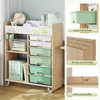 Rolling Craft Cart with 6 Drawers, Pegboard and Locking Wheels Green - Image 5