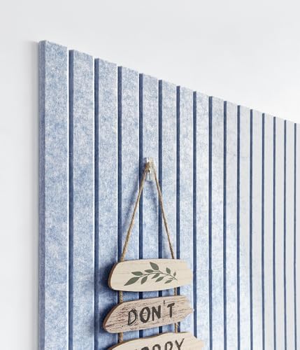 Slated Felt Bulletin Board Tiles | Cork Board Alternative for Walls | Wall Panels for Office & Home Decor | Aesthetic Pinboard & Photo Board | 12-Pack (11.8" x 11.8") with Adhesive | Blue Marble - Image 2