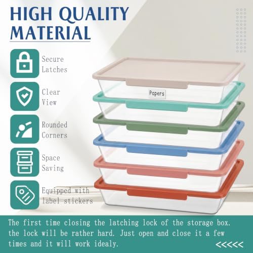Tinlade 12 Pack Classroom Clear Paper Storage Bins with Lids, Boho - Image 3