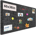 Large Bulletin Board, Foldable 60x36 Inches Cork Board Alternative, Large Felt Board Decorative Pin Board for Wall, Foldable Photo Board Self-Adhesive Vision Board with 36 Pushpins Dark Gray by bcabo