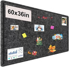 Large Bulletin Board, Foldable 60x36 Inches Cork Board Alternative, Large Felt Board Decorative Pin Board for Wall, Foldable Photo Board Self-Adhesive Vision Board with 36 Pushpins Dark Gray by bcabo