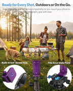 OMOTON TP02-Pro 5 in 1 Magnetic Phone Holder for Vlogging Essentials Purple - Image 4