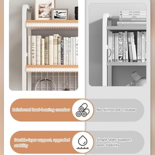 Desktop Hutch Bookshelf, 2-Tier Metal Desk Shelf with Grid Panel - Image 6