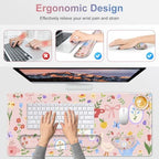 Large Gaming Mouse Pad Set, Adorable Style 4 in1 Ergonomics Keyboard Desk Mat with Memory Foam Wrist Rest, Extended Game Mousepad, Non-Slip Desk Pad Matt Easy Typing Pain Relief I Pink Girly - Image 5