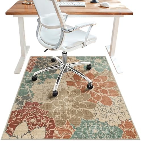 48"x60" Office Chair Mat for Hardwood Floor, Non-Slip Washable Terracotta by BESBLEE