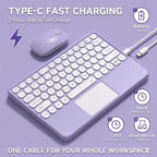 Keyboard Case with Touchpad for Galaxy Tab S10 FE/S10 Lite/S9 FE 10.9-Inch, Tab S9 11", Detachable Keyboard Case with Touchpad, 360 Degree Rotating Stand Cover with S Pen Holder, Purple - Image 4