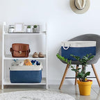 TheWarmHome Organization and Storage Basket for Organizing - X Large 3 Pack 17.7L×13.8W×9.8H in Collapsible Storage Bin for Shelves, Basket for Gifts Empty Toys Organizer Gift (White & Jean Blus) - Image 3