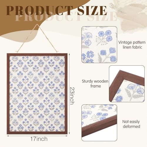 Leinuosen 17" x 23" Cork Bulletin Board, Blue Flower, Wood Frame - Image 2