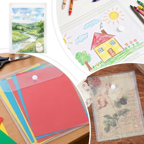 100 Pcs Small Plastic Envelopes with Snap Closure, Reusable Stamp and Die Storage Pockets, Waterproof Clear Envelope Pouch as Sticker Organizer, Receipt Holder, Photo Storage Folders (5x7 Inch) - Image 6