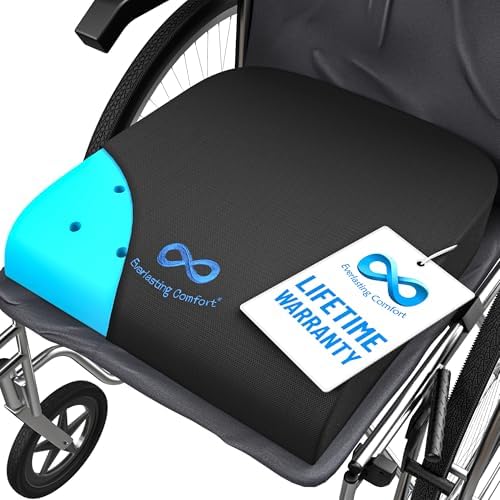 Everlasting Comfort Ventilated Wheelchair Cushions for Pressure Relief - Gel Memory Foam Wheel Chair Seat Cushion Pad for Seniors and Adults & Pain Relief - Soft Non-Slip Cover - Office Accessories by EverlastingComfort