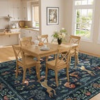 DUKINO 9x12 Area Rug for Living Room Washable Animal Rug Non Slip Navy Blue - Image 6
