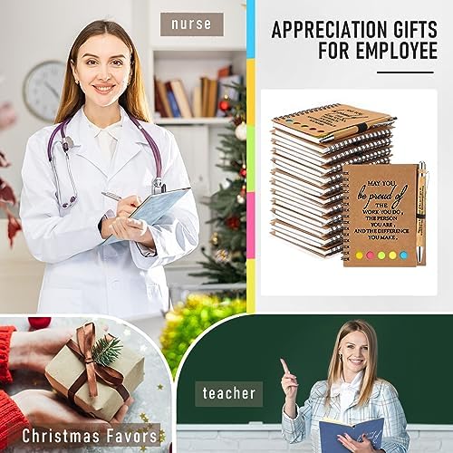 Chuangdi 40 Sets Teacher Appreciation Gifts Inspirational Spiral Notebook Journal with Sticky Notepad Pen Bulk Thank You Gifts for Coworker Team Office Supplies First Day of School Year (Kraft) - Image 6