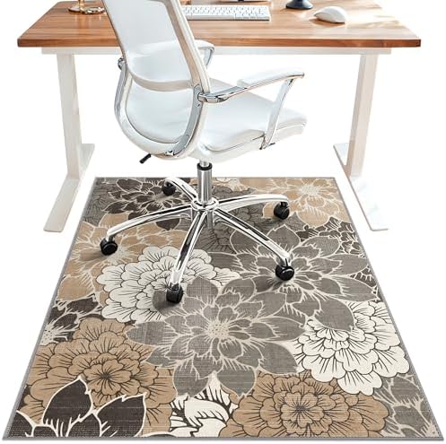 36"x48" Office Chair Mat for Hardwood Floor, Non-Slip Washable Grey Beige by BESBLEE