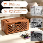 Extra Large Wooden Cable Management Box, 15.35 x 8.98 x 8.27 inches, Cord Hider Box with Cable Slots, Cable Organizer Box to Hide Power Strips, Surge Protector, Extension Cords for Desk & Floor - Image 6