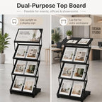 Foldable Magazine Display Racks, 4 Pockets Brochure Display Rack with Wheels, Brochure Catalog Display Stand for Living Room, Hotel, Trade Show, Exhibition, Office - Image 5