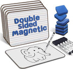 Dry Erase Boards 6 Pack, Double Sided Magnetic Small Whiteboards with Lines for Kids, Students, Teacher & Classroom Pack, Including 52 Pcs Alphabet Letters for Preschool Spelling by HOLYDE
