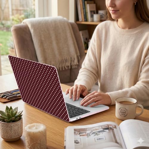 DONGKE Case for MacBook Pro 13 Inch (2026-2020 Models A2338 M2 M1/A2251/A2289), Burgundy Polka Dots Hard Shell Case with Keyboard Protector, Compatible with Retina Display and Touch Bar - Image 5
