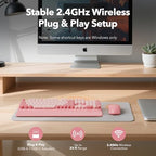 Wireless Keyboard and Mouse Combo, Pink, Round Keycaps, Magnetic Wrist Rest - Image 7