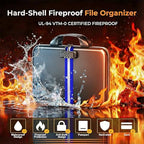 Fireproof Document Organizer with Lock, Semi-Rigid EVA Shell File Box with 13-Pocket Accordion Folder, Water-Resistant Storage for Important Documents, Passports & Certificates - Image 2