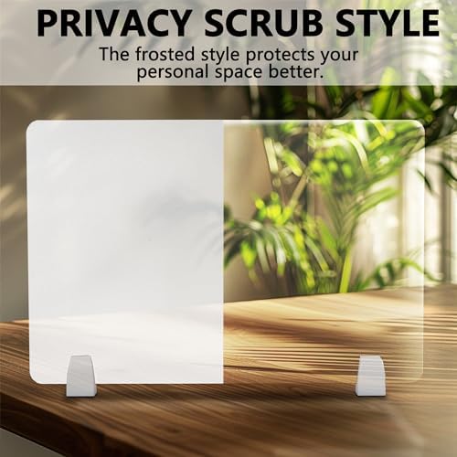 4 Pcs Desk Divider Privacy Panel 23.6 x 15.8 Inch Counter Desk Acrylic Panel Holder Free Standing Privacy Shield Work Station Desk Divider Partition for Offices Schools Call Centers (Frosting) - Image 3
