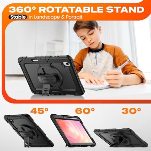 SEYMAC stock Case for Samsung Galaxy Tab S11 5G Tablet Case 11'' Protective with Screen Protector, Pen Holder, 360 Rotate Stand, Hand Strap, Shoulder Strap, Black1 - Image 4