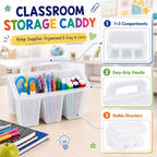 gisgfim 8 Pack Classroom Caddy Storage Basket with Handle 4 Compartment Storage Caddy Plastic Arts Crafts Caddies Protable Classroom Craft Caddies for Students Schools Art Craft Supplies(Clear) - Image 3
